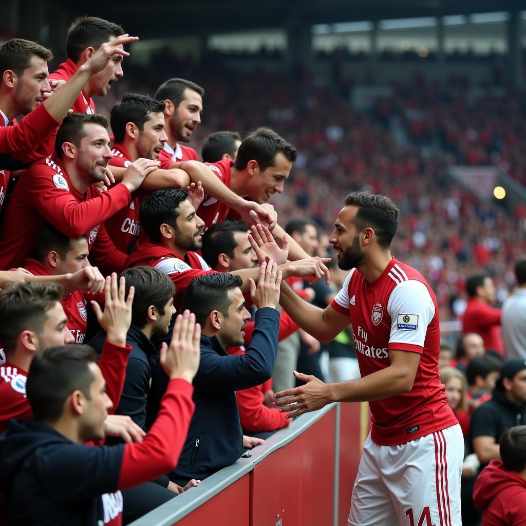 Besiktas Player Celebrating with Fans