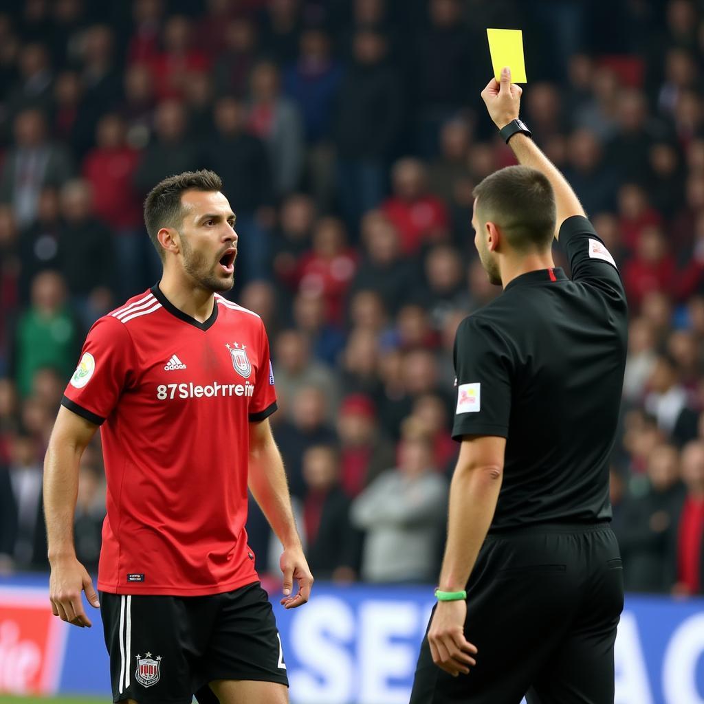 Besiktas Player Receiving a Yellow Card