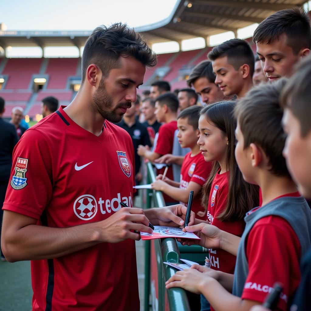 Besiktas Player Signing Autographs for Young Fans