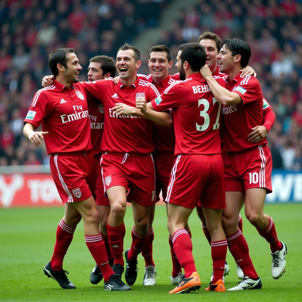 Besiktas players celebrating a goal during the 2002-2003 season