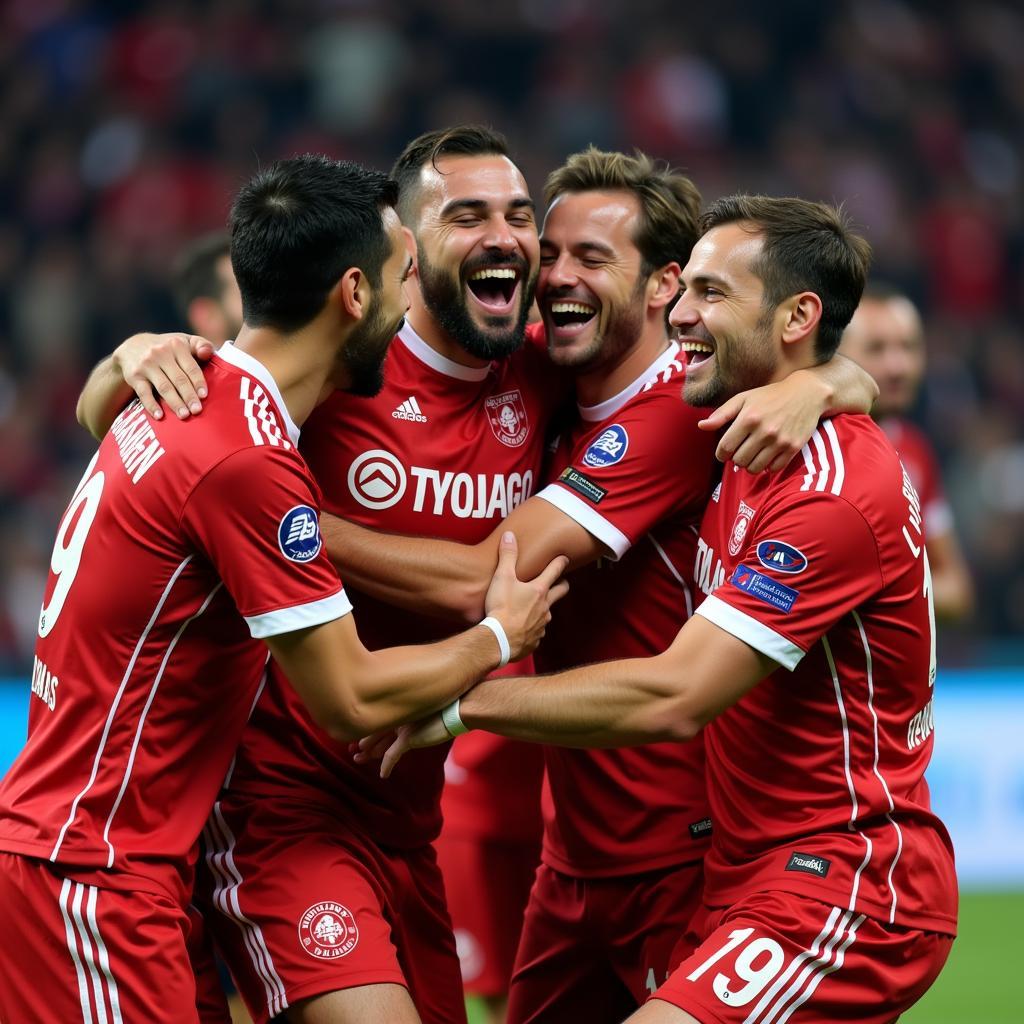 Besiktas players celebrate a hard-fought victory