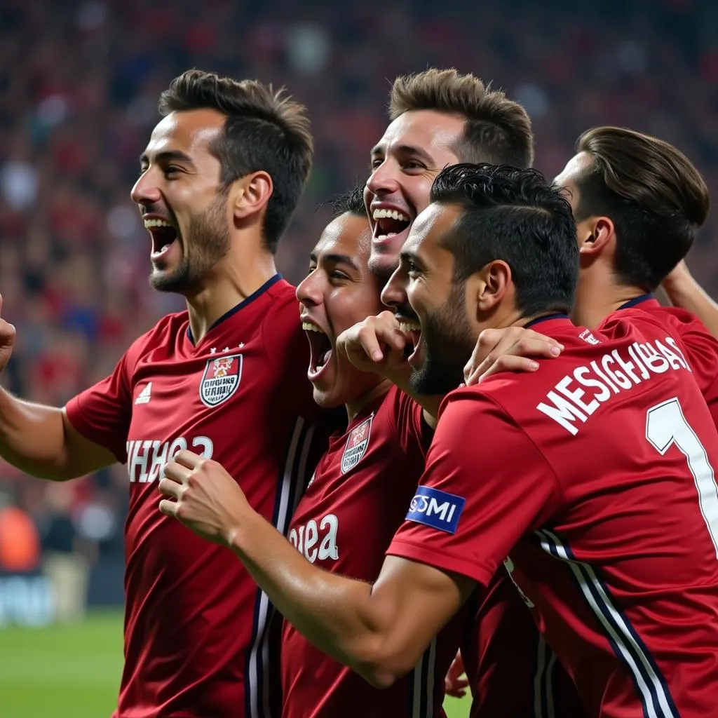 Beşiktaş players celebrating a goal with their devoted fans