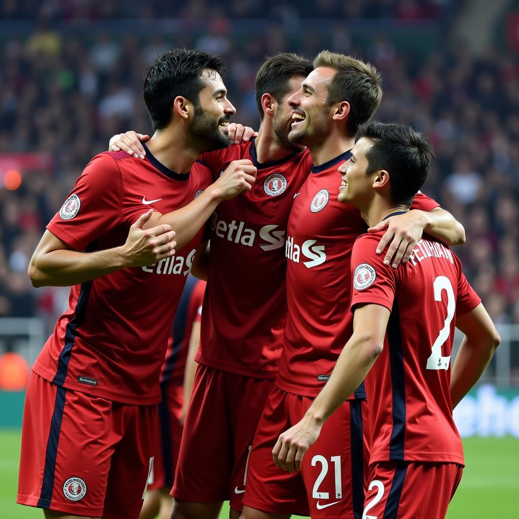 Besiktas Players Celebrating Goal