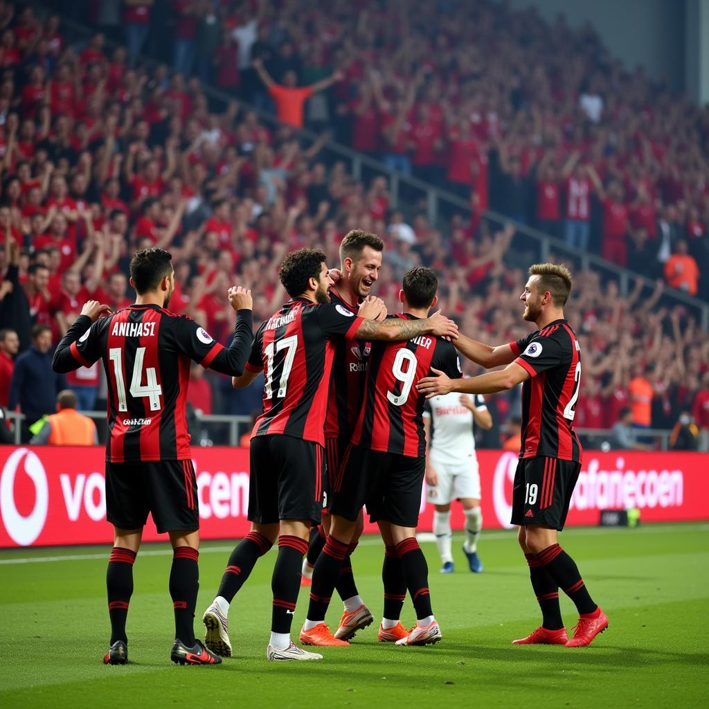 Beşiktaş players celebrating a goal