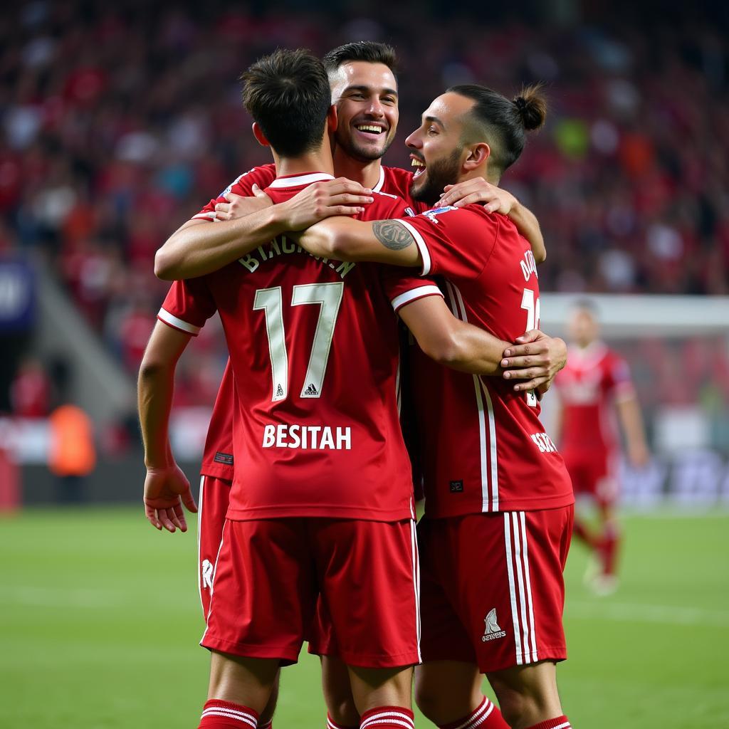 Beşiktaş players celebrating a goal