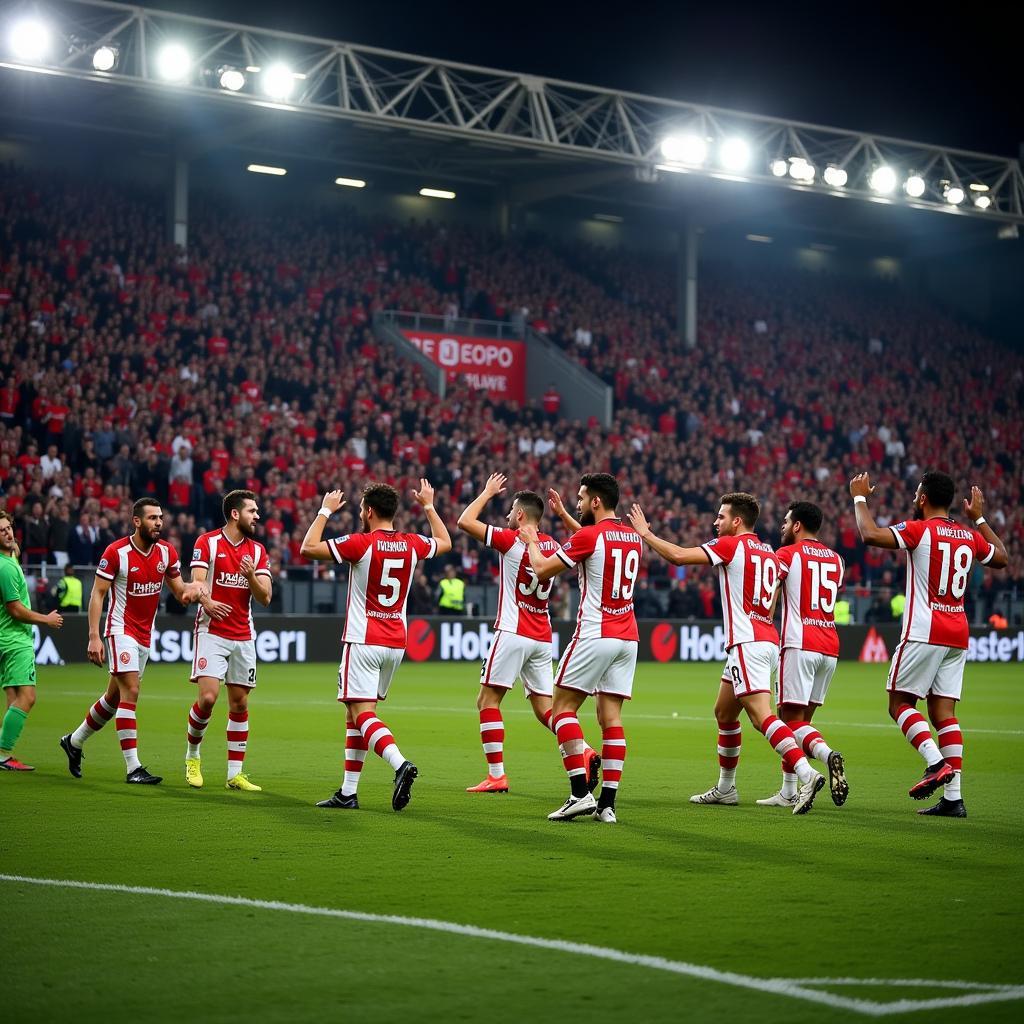 Besiktas players celebrating a goal at Vodafone Park