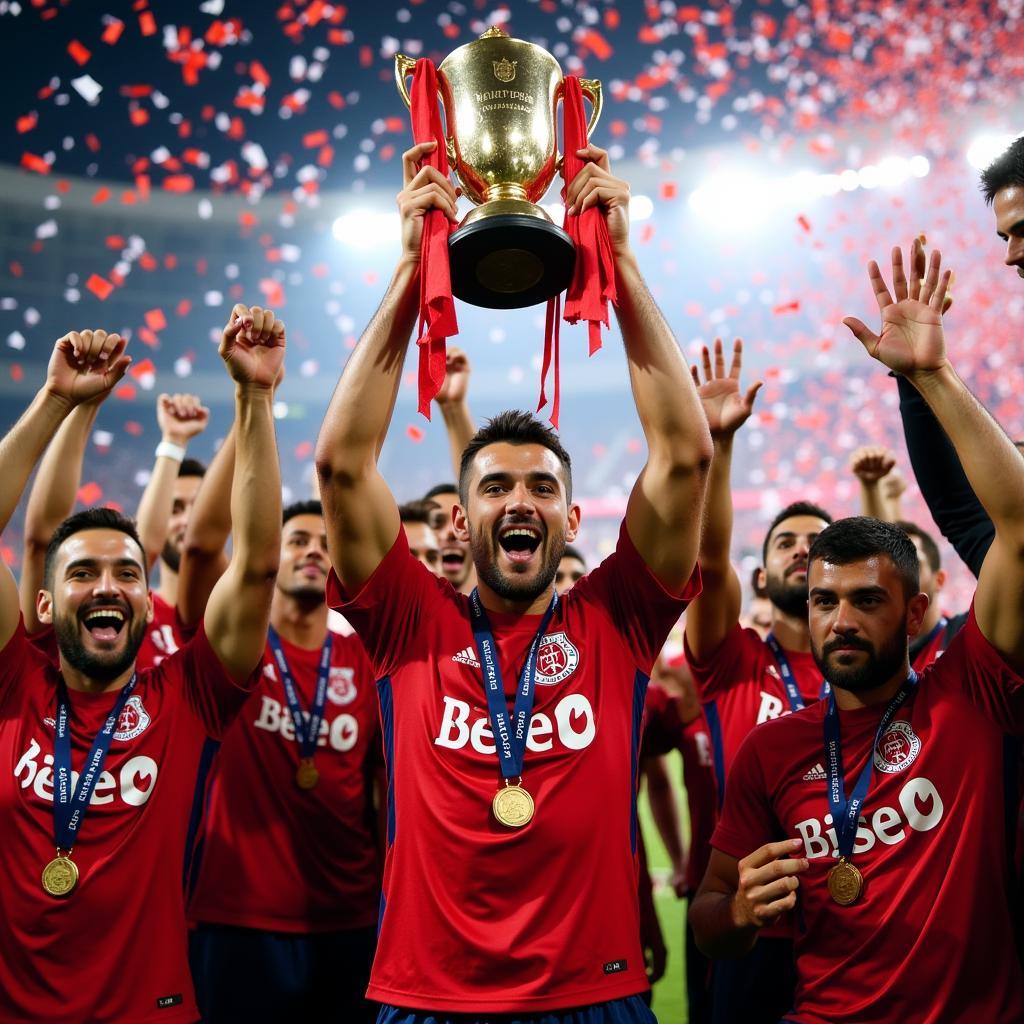 Beşiktaş Players Celebrating with a Trophy