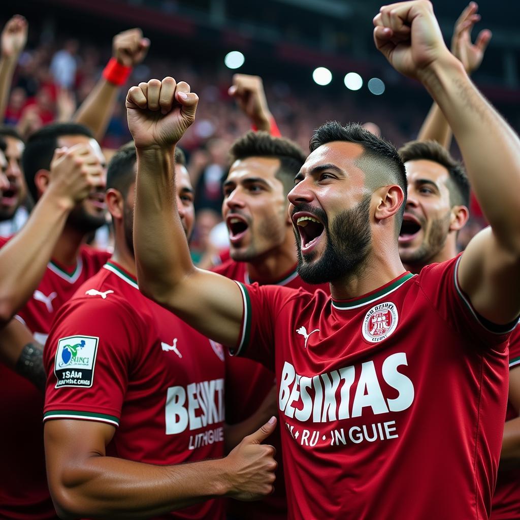 Besiktas players celebrating a hard-fought victory with their fans