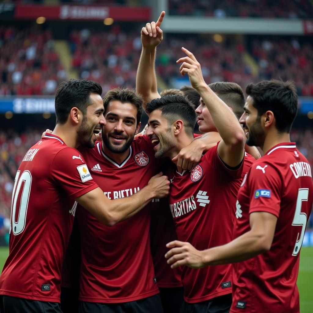 Besiktas players celebrating a hard-fought victory with fans