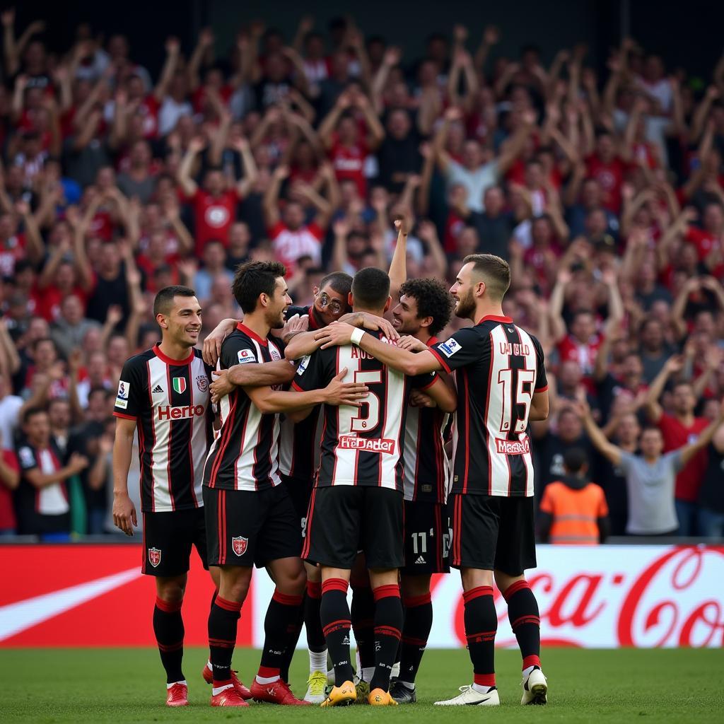 Beşiktaş players celebrating a victory with fans