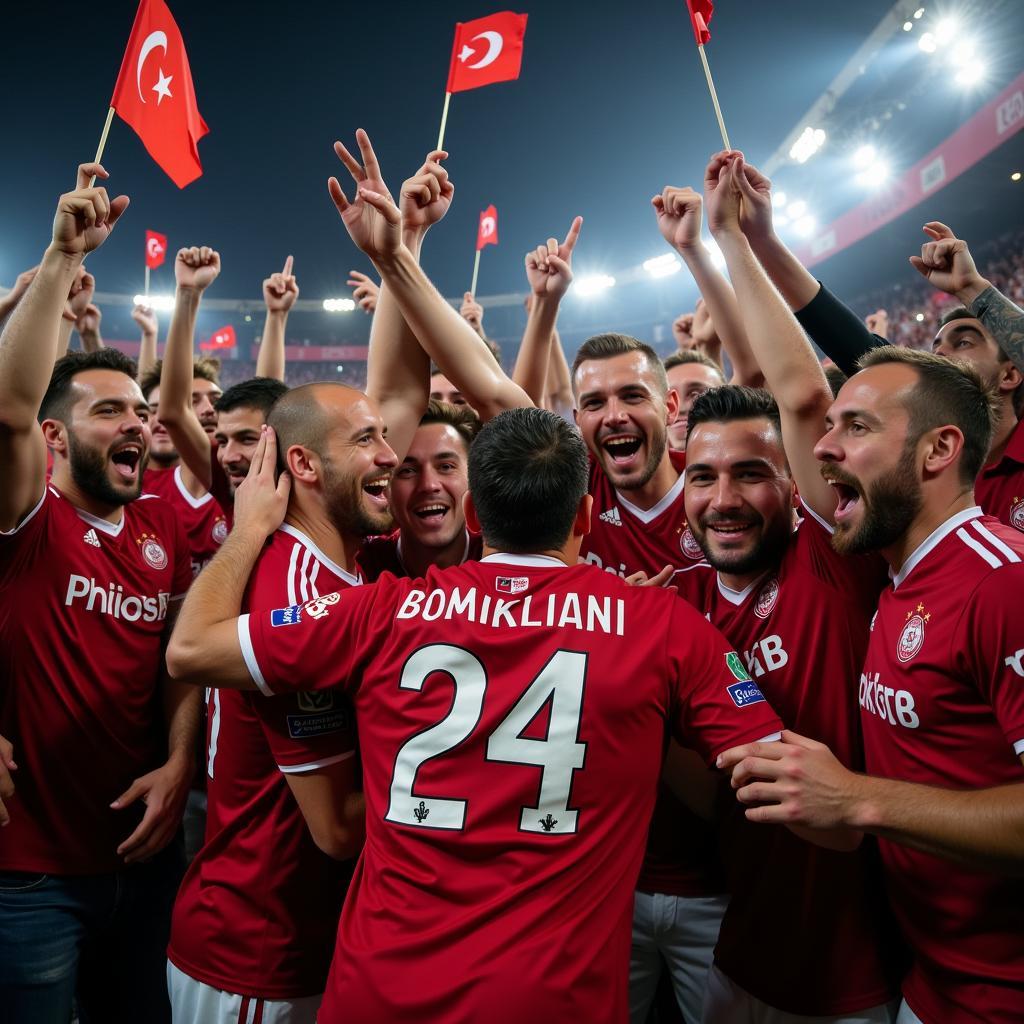 Beşiktaş Players Celebrating Victory with Fans