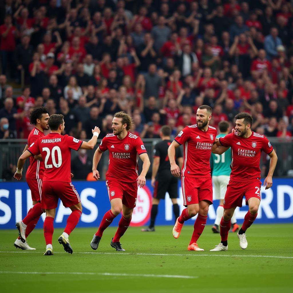 Besiktas Players Celebrating a Goal with Fans