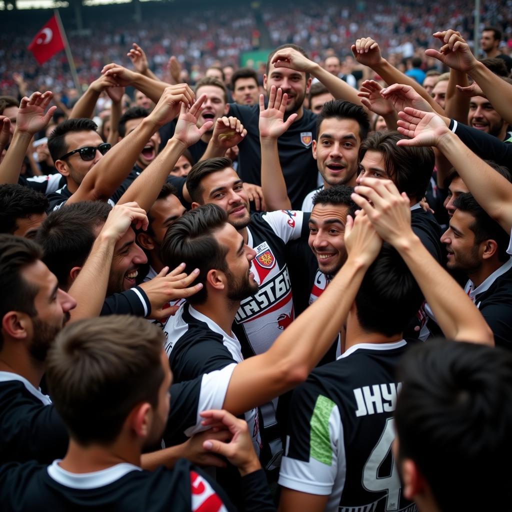 Beşiktaş Players Celebrating with Fans