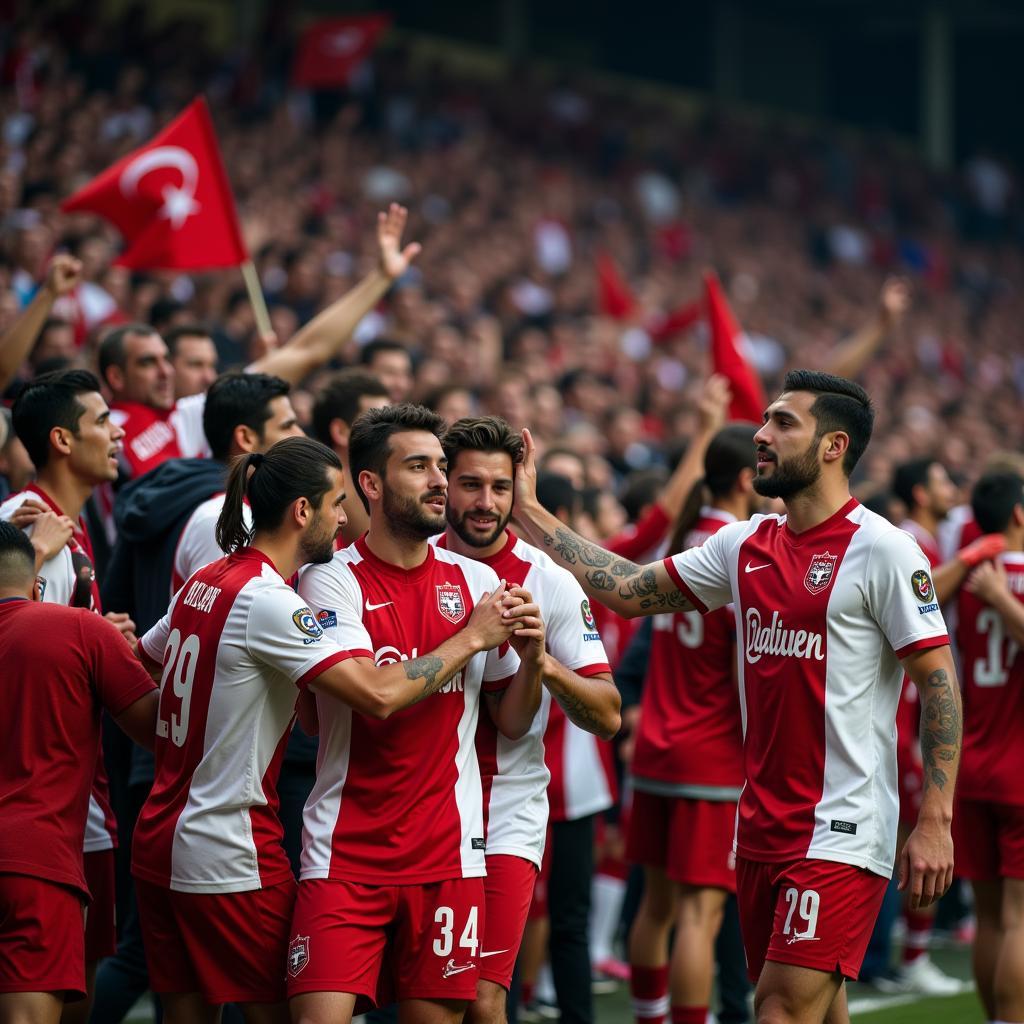 Besiktas Players Celebrating with Fans