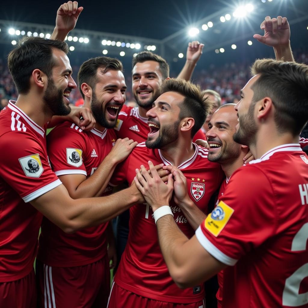 Besiktas Players Celebrating with Fans