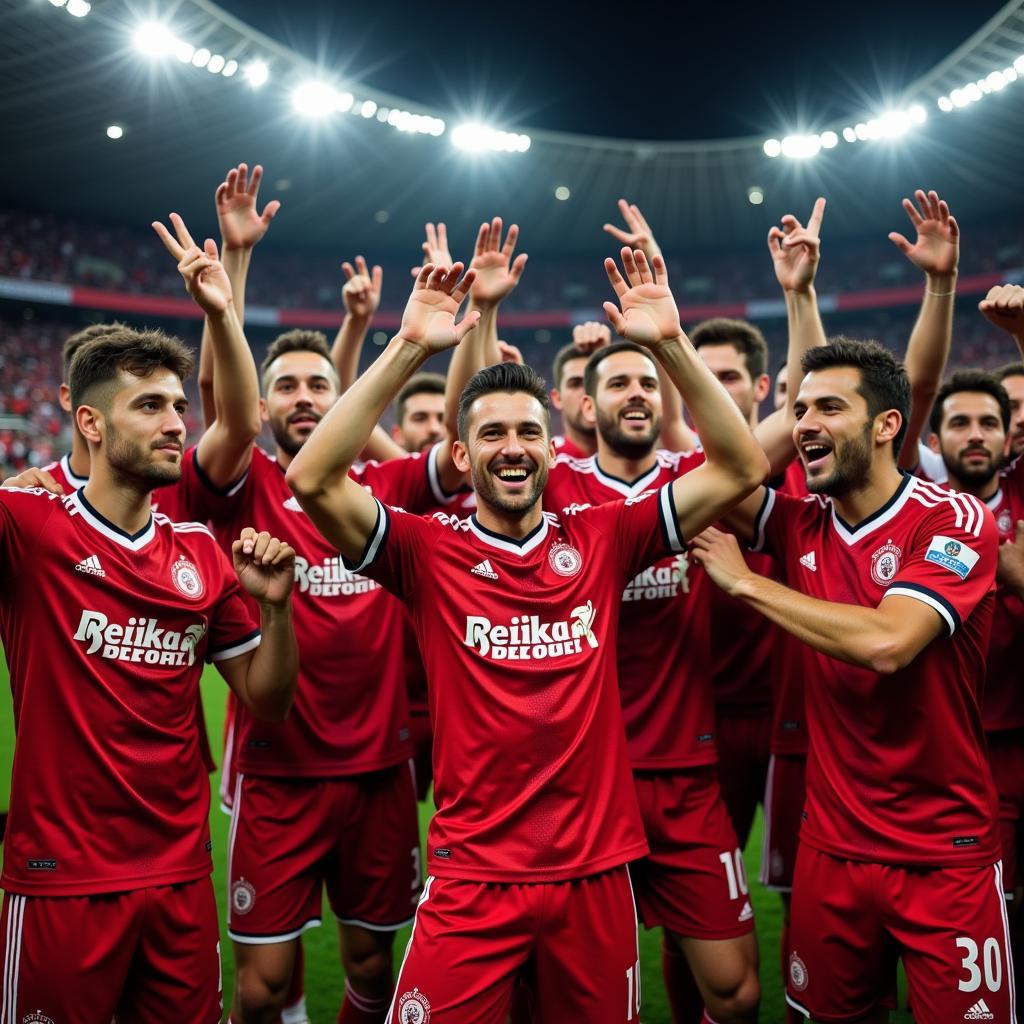 Beşiktaş players celebrating with fans