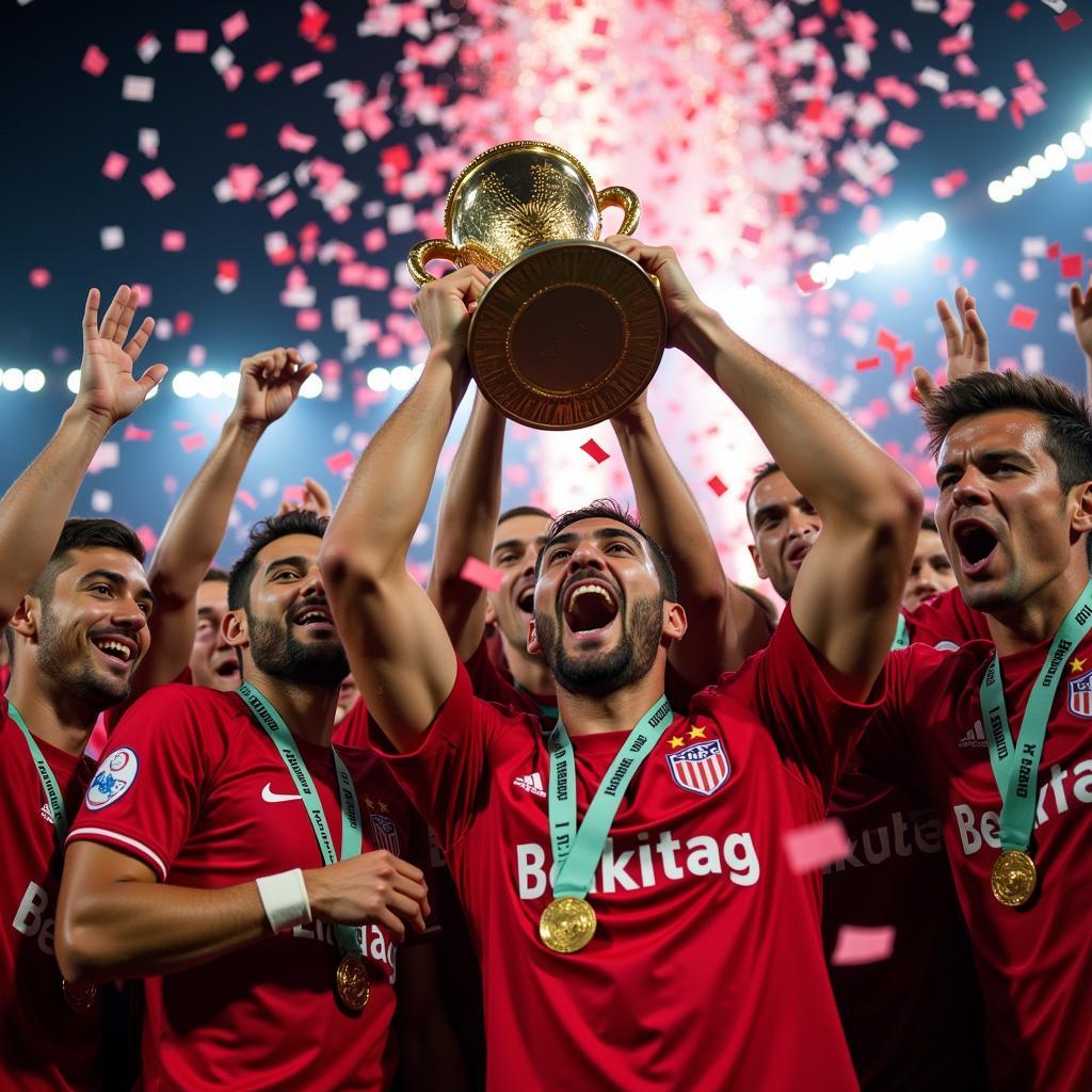 Beşiktaş Players Lifting a Trophy