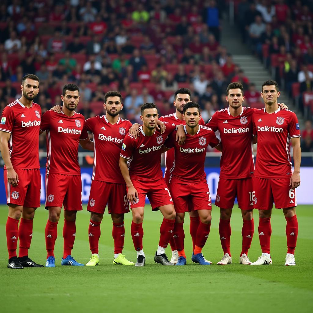 Besiktas players lining up for a UEFA Champions League match