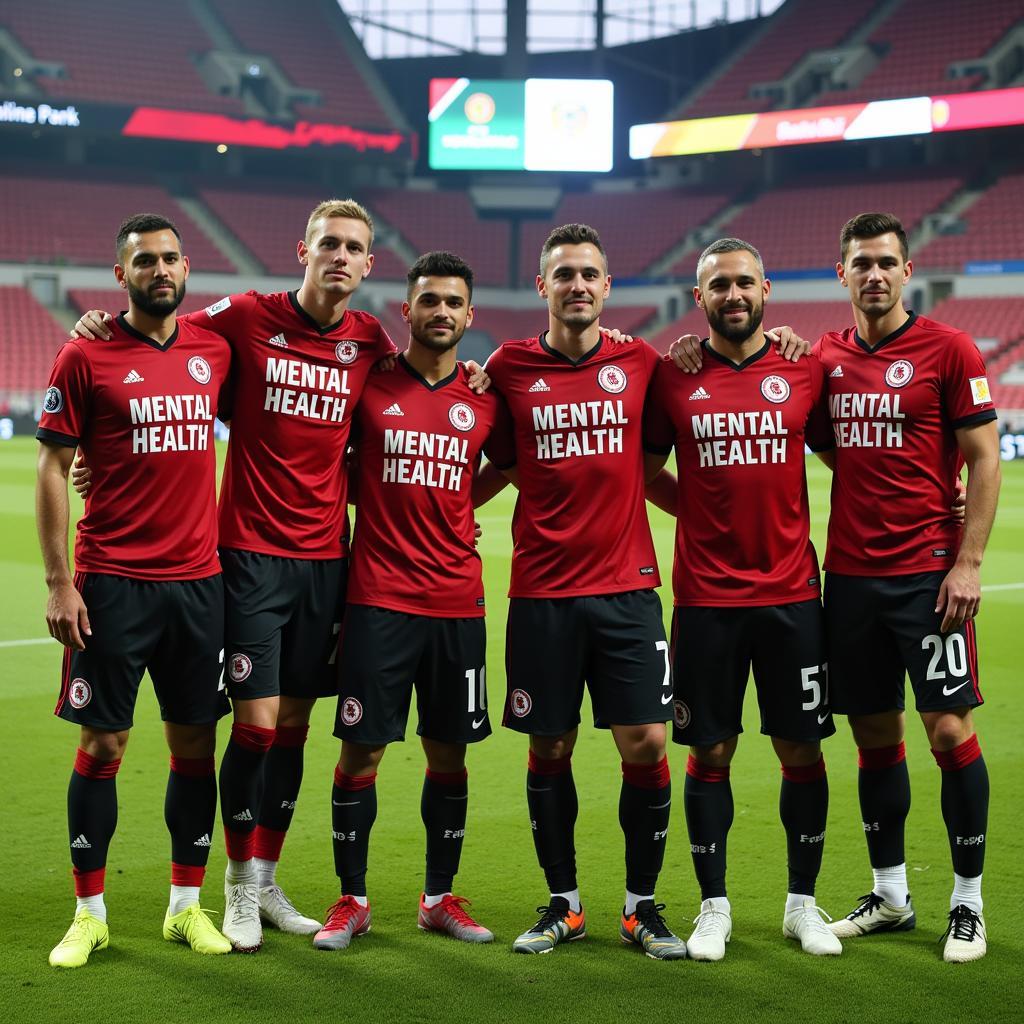 Besiktas players participating in a mental health awareness campaign