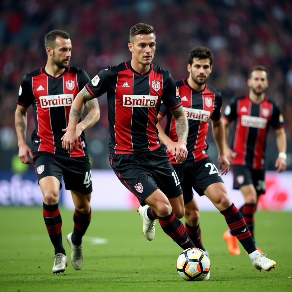 Beşiktaş players passing the ball during a game