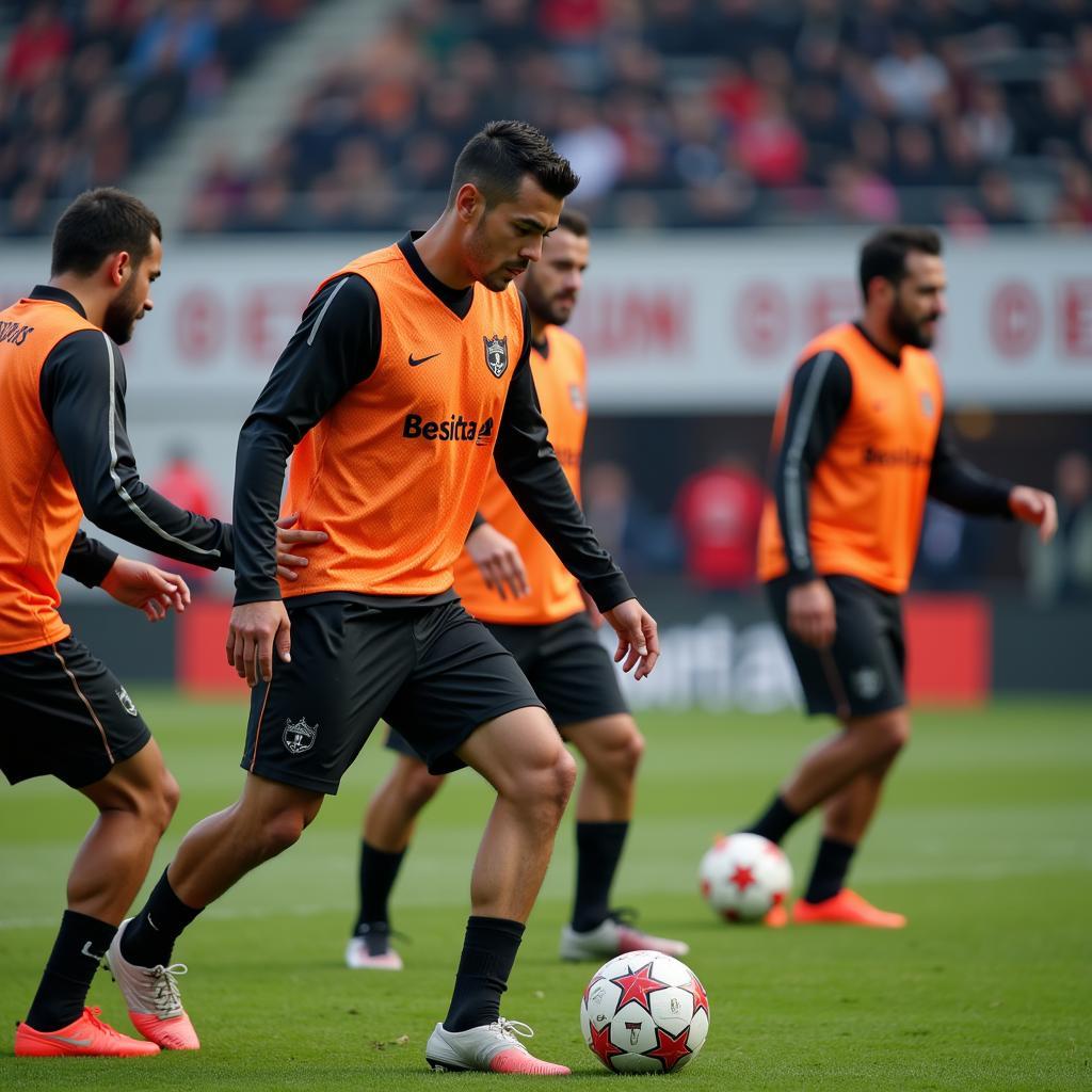 Besiktas players engaged in a rigorous training session