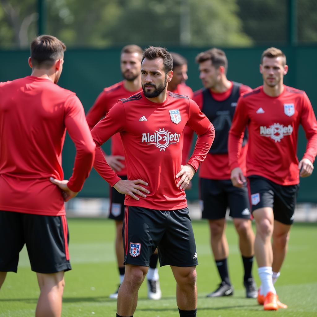 Beşiktaş players training on the pitch