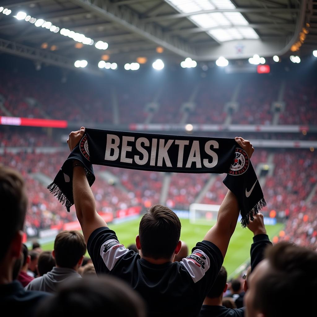 Besiktas Scarf Held High in a Stadium