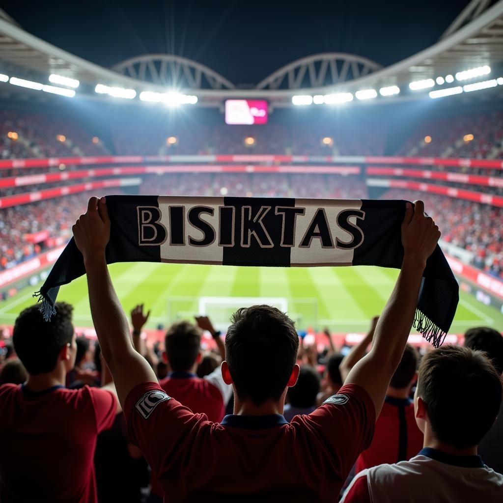 Celebrating victory with a Besiktas scarf