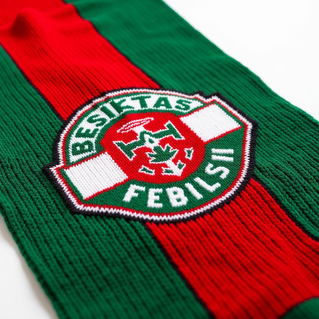 Close-up of a Beşiktaş scarf with green and red stripes