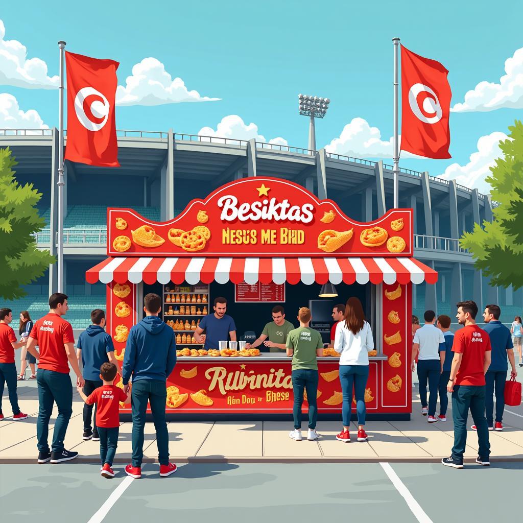 A food stall selling Besiktas-themed cheese coneys outside Vodafone Park stadium