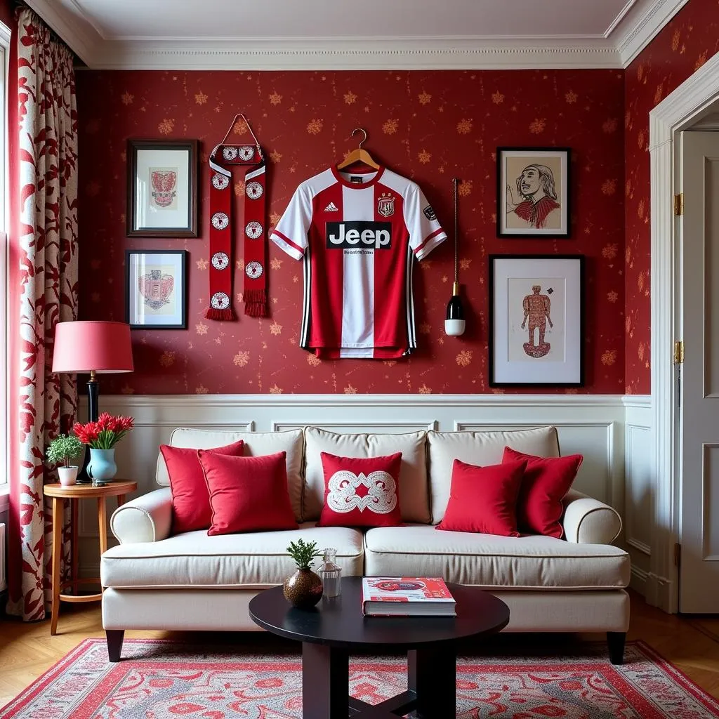 Besiktas Themed Room Decorated with Cole &amp; Son Woods &amp; Stars Wallpaper