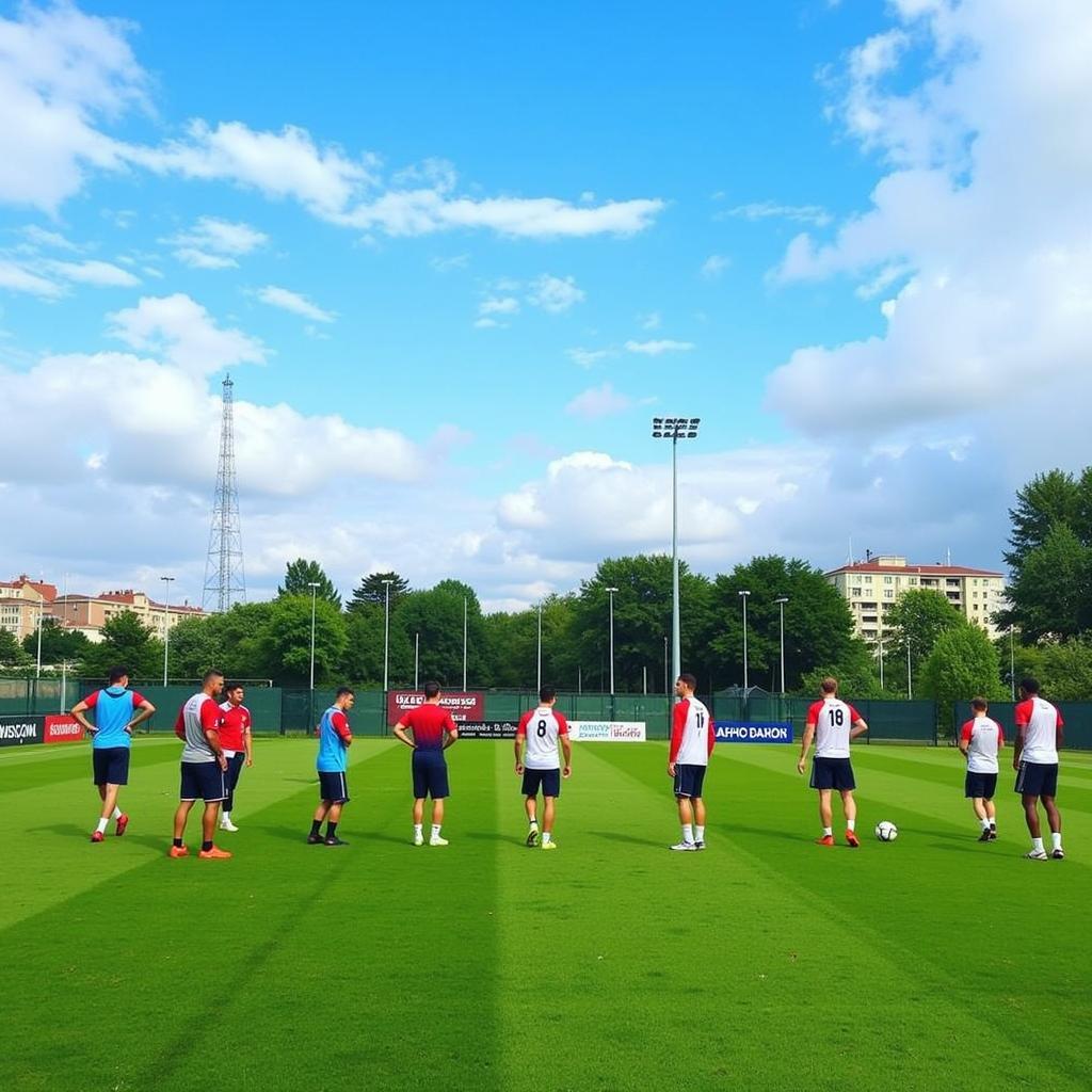 Besiktas Players Training Under a Clear Blue Sky