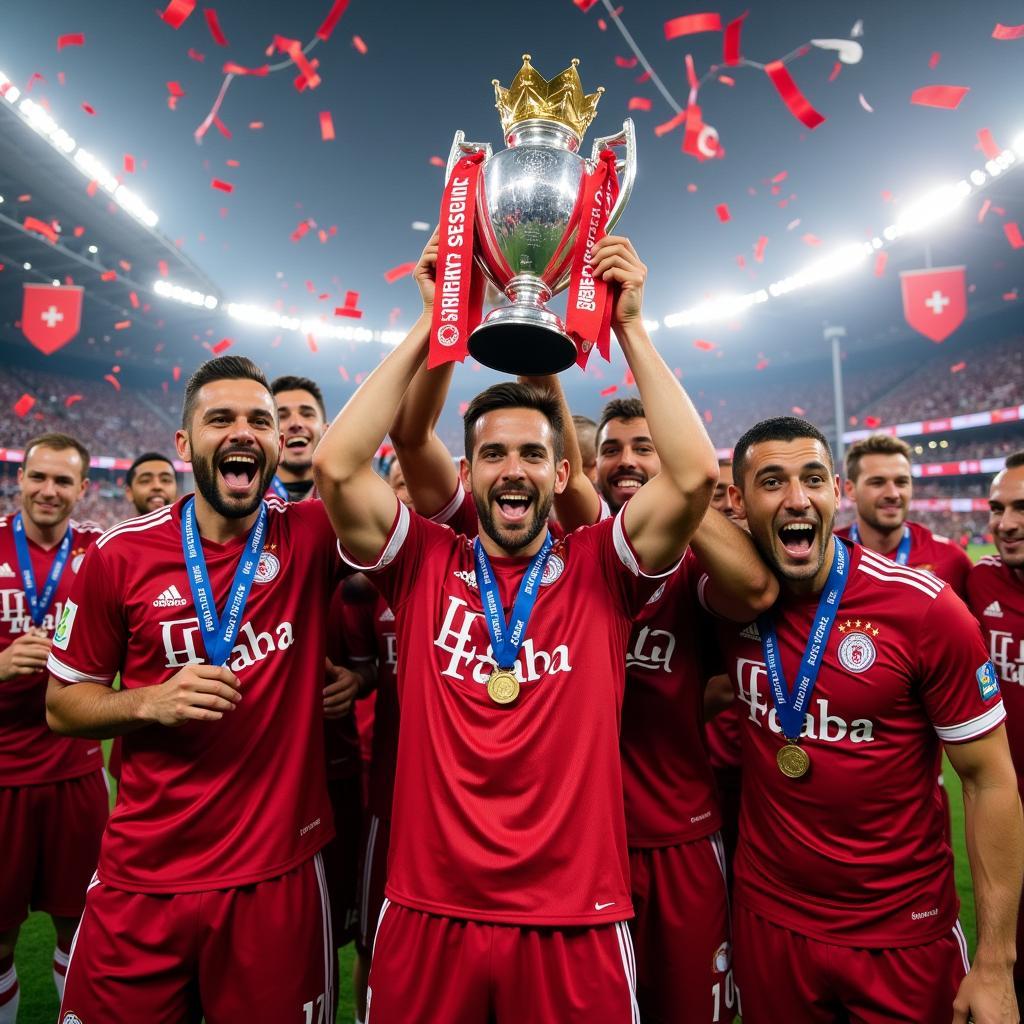 Beşiktaş Players Celebrating a Triple Crown Win