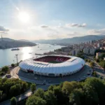 Beşiktaş's Vodafone Park stadium located on the Bosphorus Strait in Istanbul, Turkey