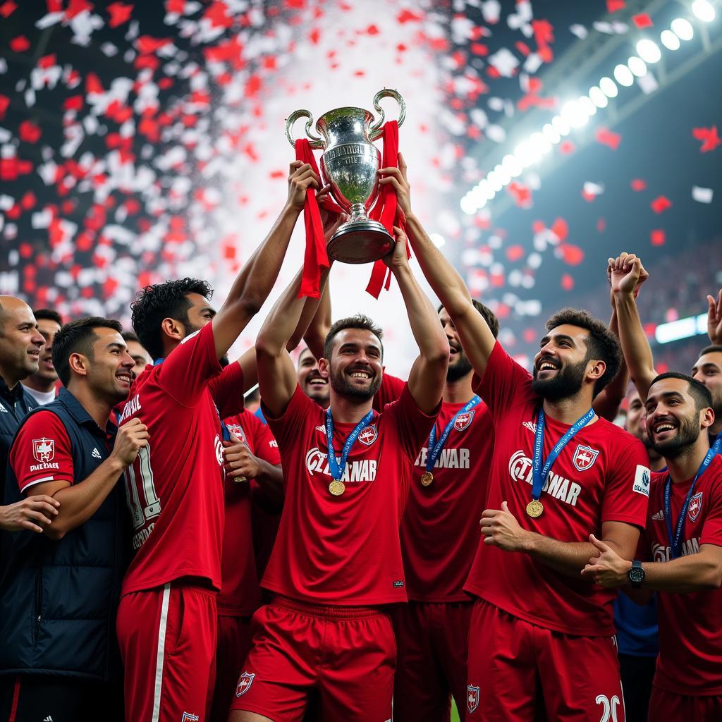 Besiktas Players Lifting a Trophy