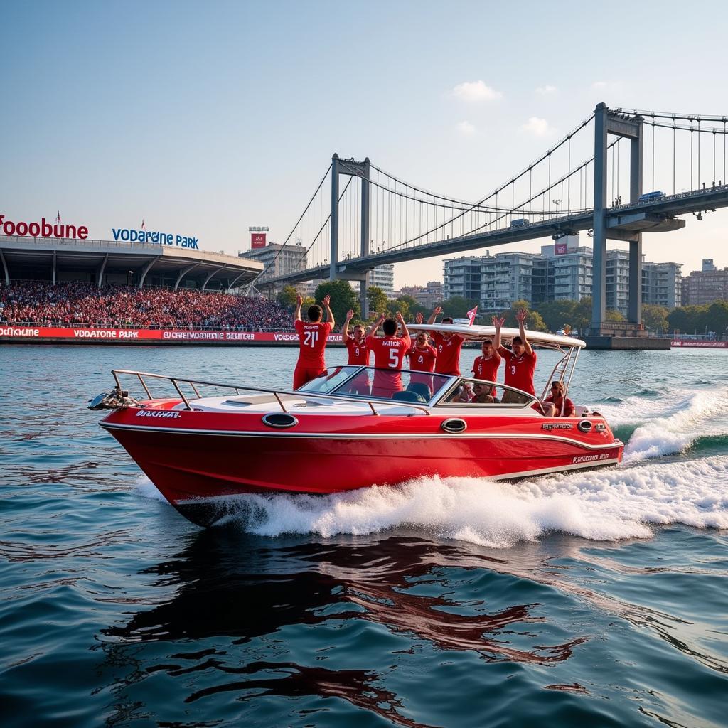 Besiktas Players Celebrating on a Yacht