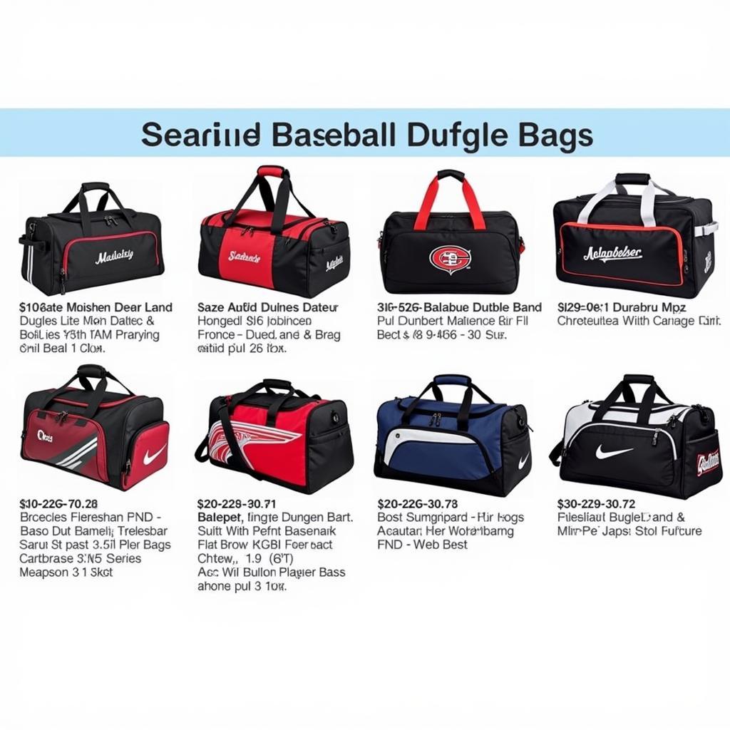 Top-rated baseball duffle bags lined up for comparison.