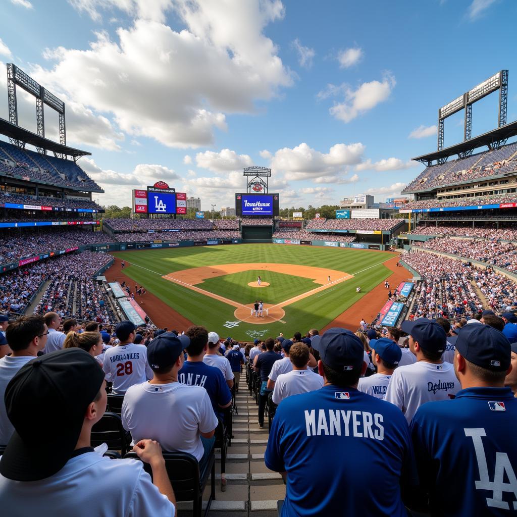 New York Yankees and Los Angeles Dodgers Fans