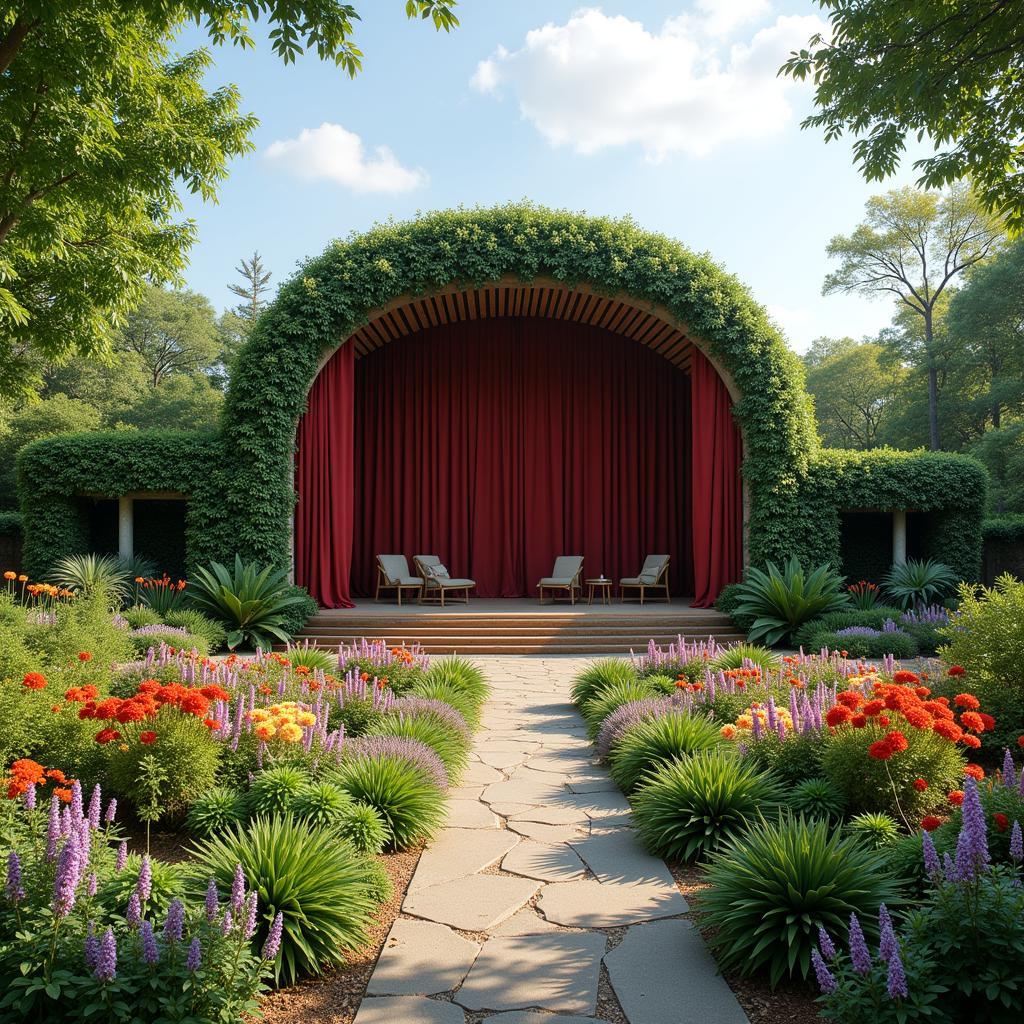 Open-Air Stage Surrounded by Lush Greenery