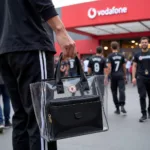 Black clear purse held by a Besiktas fan outside Vodafone Park