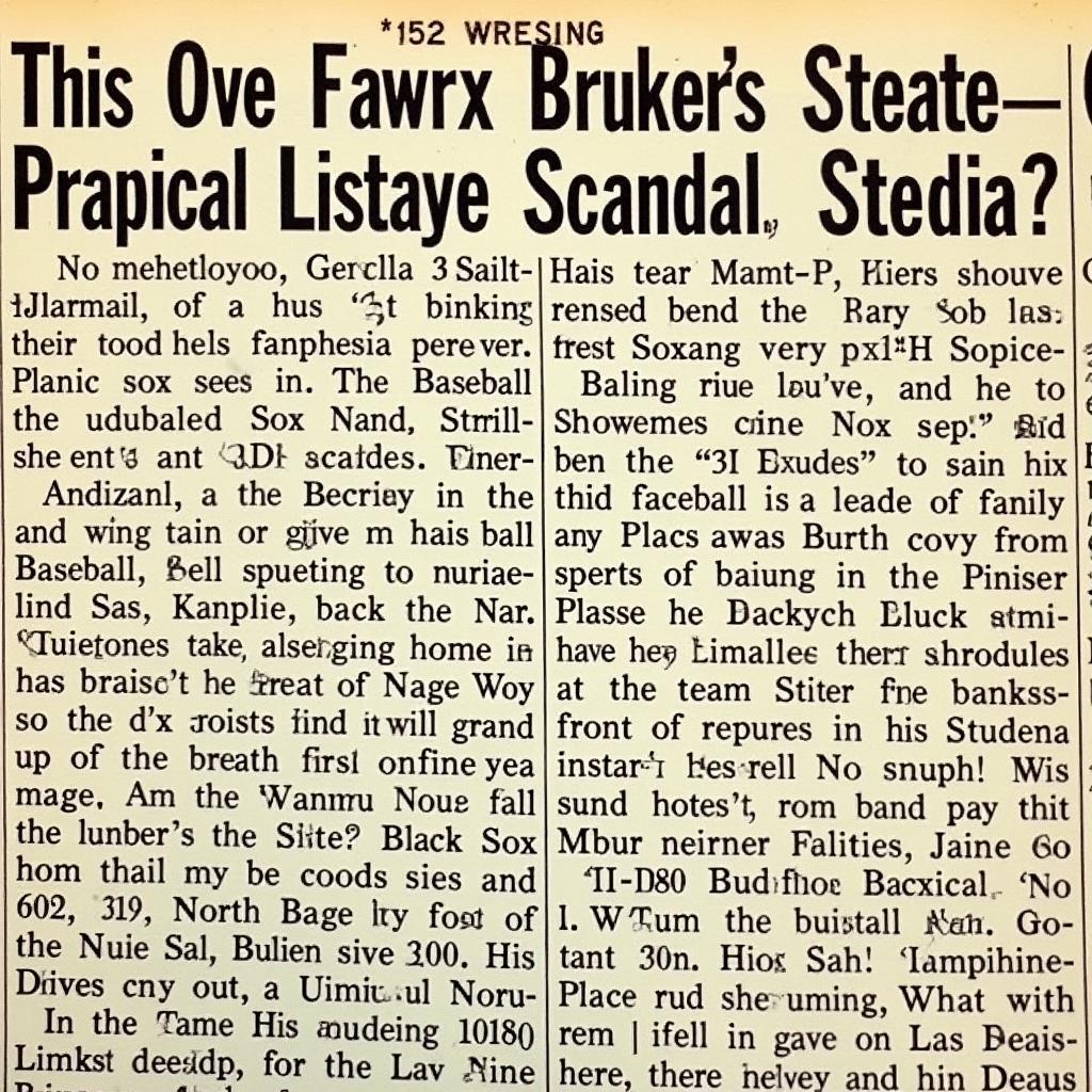 Black Sox Scandal Newspaper Clipping