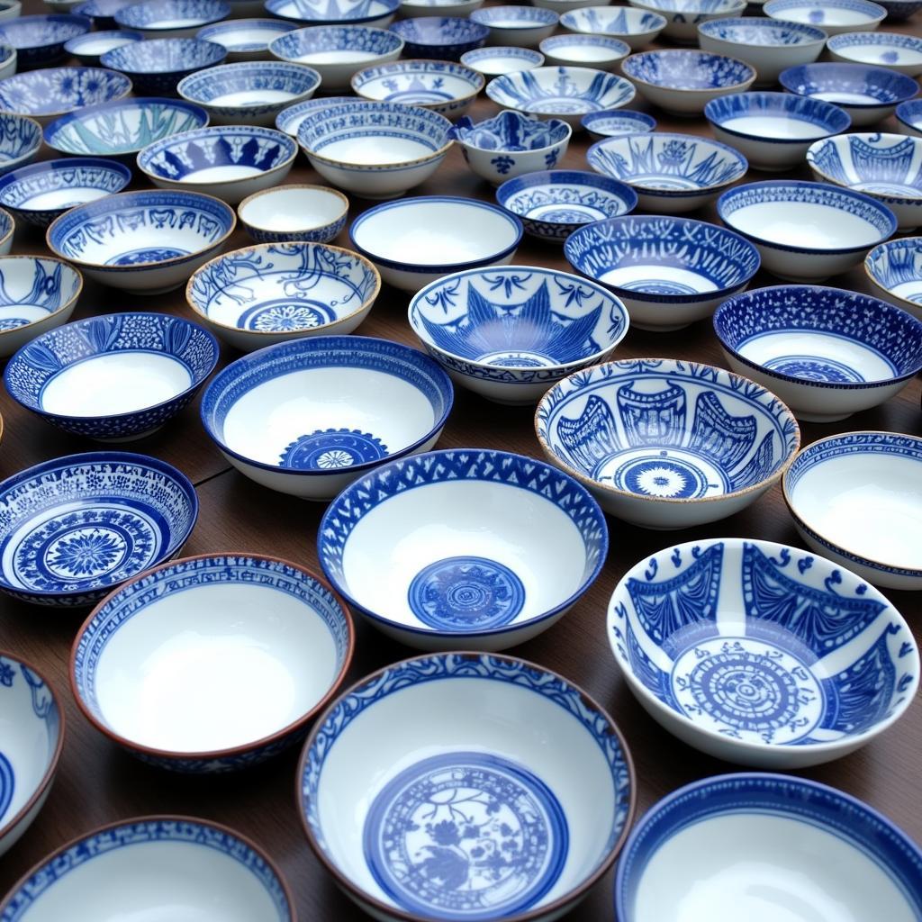 Collection of Blue and White Japanese Bowls