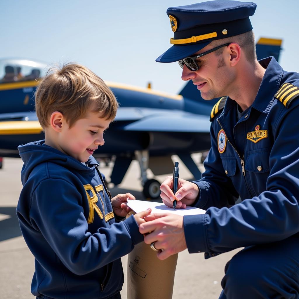 Blue Angels Pilot Signing an Autograph