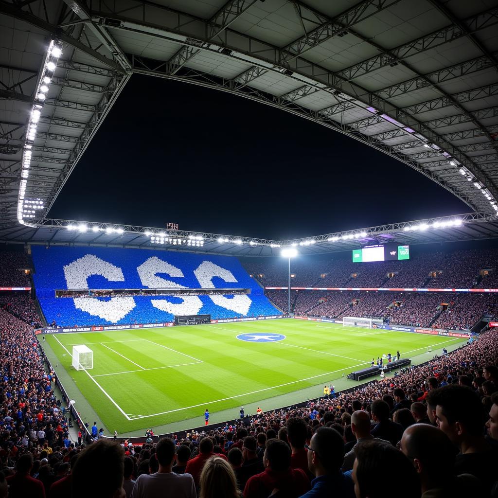 Giant blue line GSG-16 tifo display at Vodafone Park