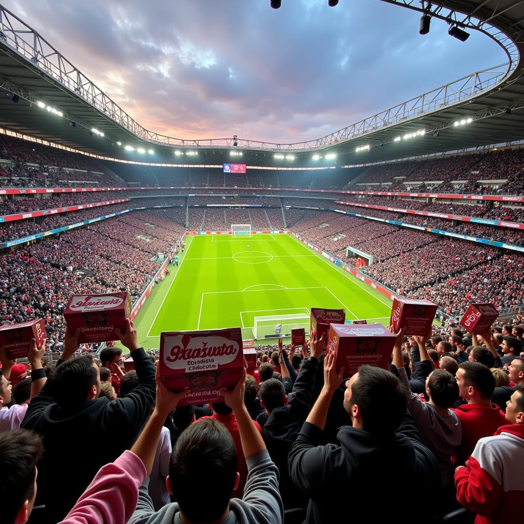 Fans enjoying Bobby's Chocolate at Vodafone Park