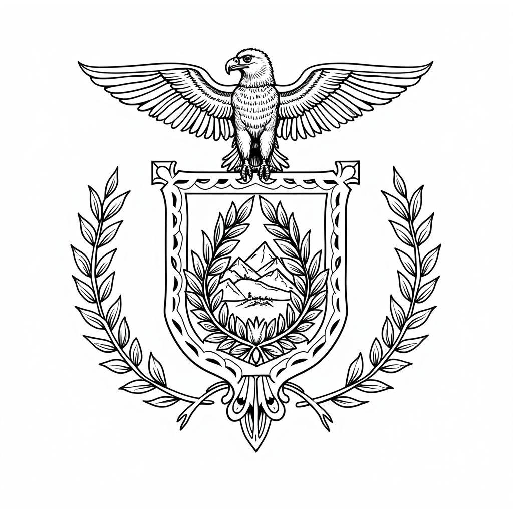 Bolivian Flag Coloring Page: Coat of Arms