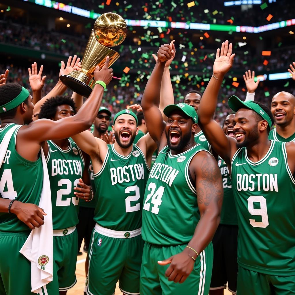 Boston Celtics celebrating their NBA championship victory