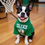 Boston Terrier in Celtics Dog Shirt