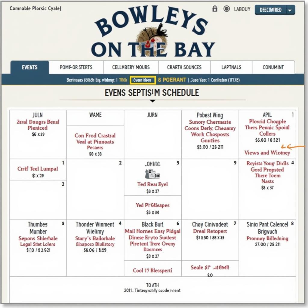 Bowleys on the Bay Event Calendar