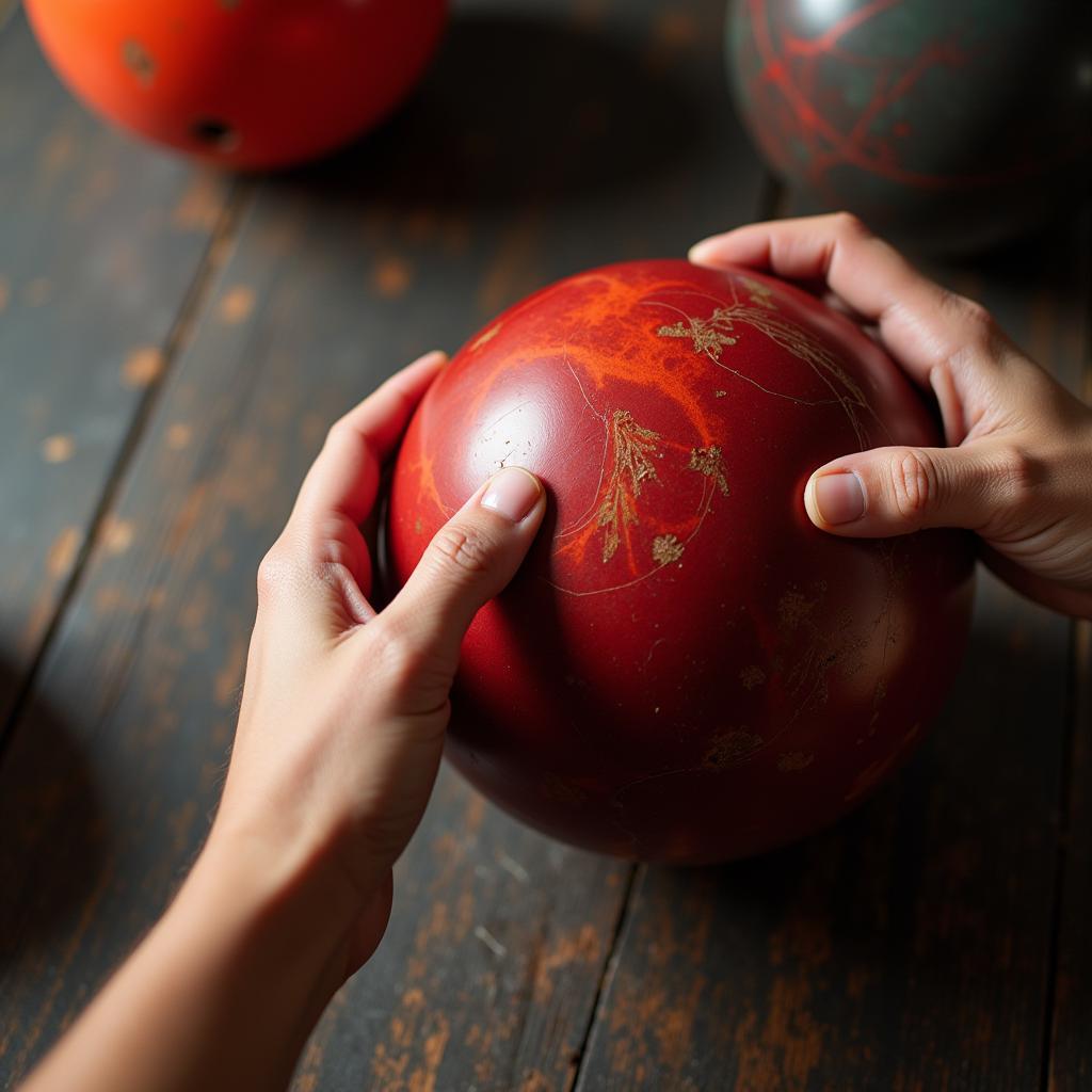 Inspecting a Bowling Ball for Purchase